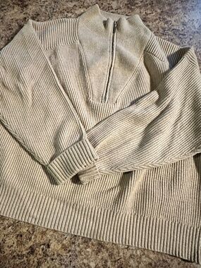 Ming Ribbed Knit 1/4 Zip Sweater Sz Medium (Loose Fit)